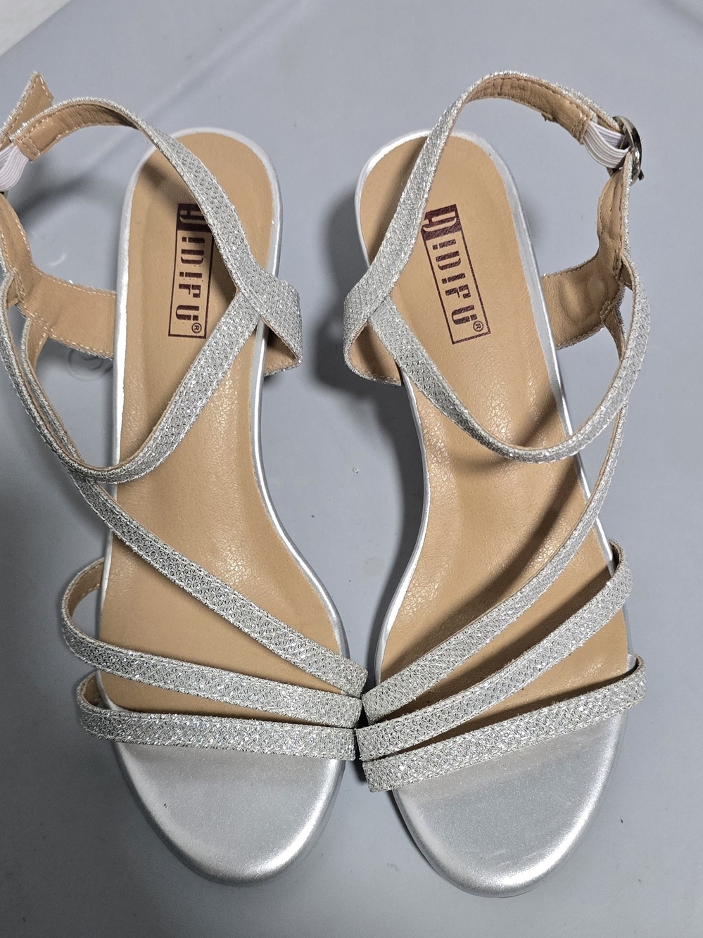 Silver Glitter Strappy Women's Sandals - Picture 3 of 6